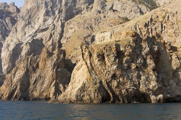 Unexpected  formation are seen in the rocks of an ancient volcano Kara-Dag.Crimea.