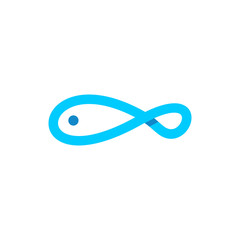 Infinity Fish Logo Vector Image Icon