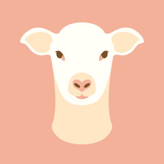 sheep head face vector illustration style Flat