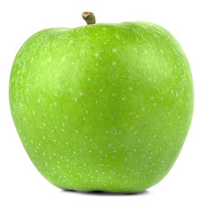 Fresh green apple with shadow on a white background
