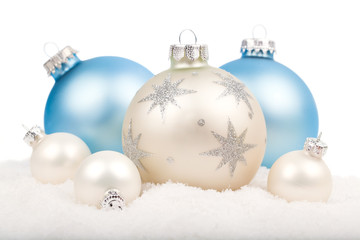 Christmas balls with snow