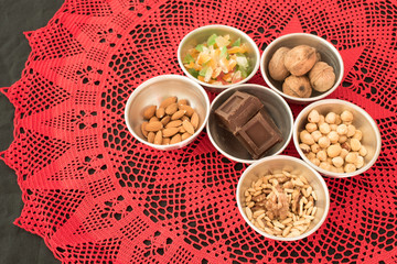 Panpepato ingredients. Typical Italian sweet.