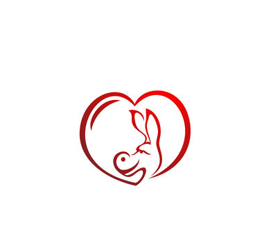 Love Donkey Line Logo Vector Image Icon