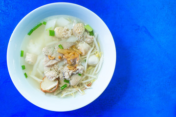 Thai noodle on blue color table