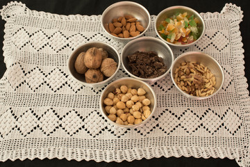 Panpepato ingredients. Typical Italian sweet.