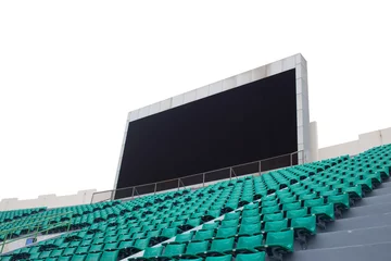 Schapenvacht deken met foto Stadion Leeg scorebord in openluchtstadion