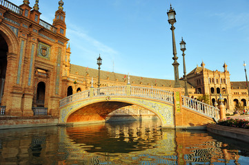 bridge of Plaza de Espana in Seville, Spain