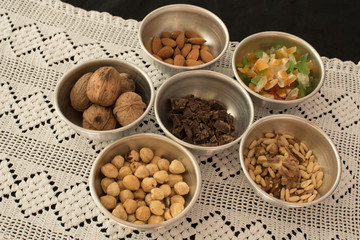 Panpepato ingredients. Typical Italian sweet.