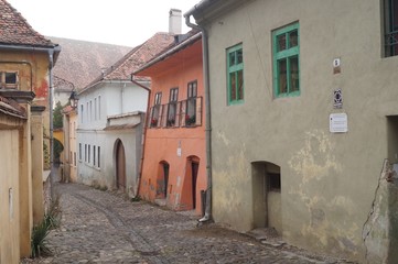 Fototapeta na wymiar Medieval street, Sighisoara,Transylvania, Romania