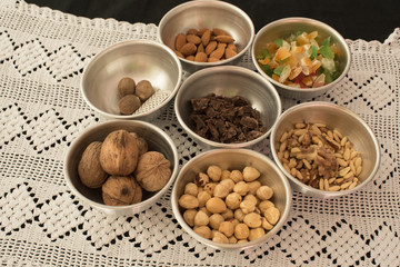 Panpepato ingredients. Typical Italian sweet.