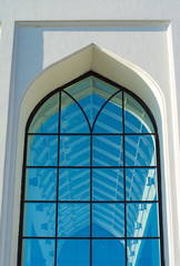 Fototapeta premium white mosque with green dome