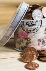 US coins in metal box