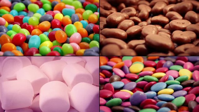 Candy And Chocolate Snacks Montage