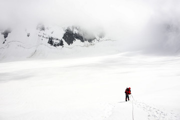 Fototapeta na wymiar Alpinists on Belukha Mountain, Altai Republic, Russian Federation