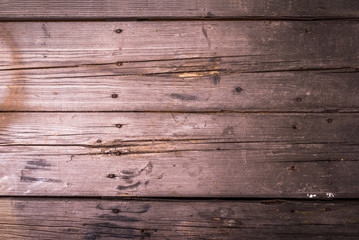 Old rustic wooden table, background, top view, copy space