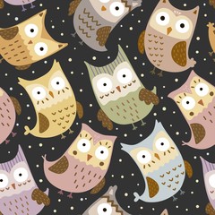 Estores personalizados com sua foto Cute owls seamless pattern. Vector texture