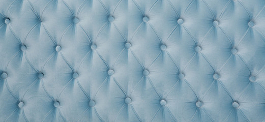 Blue button tufted leather background. Illustration. Luxury classic leather texture with blue color.