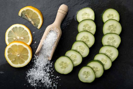 salt cucumber and lemon