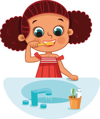 Girl brushing teeth