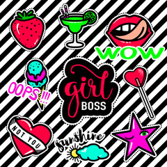 Vector illustration of sweet girl patches