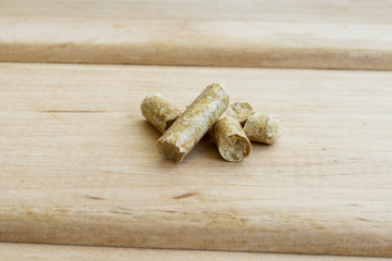 Wood pellets .Biofuels , an alternative fuel for the boiler. Wood pellets used as cat litter.