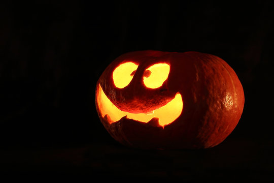 kürbis halloween im dunkeln beleuchtet von rechts