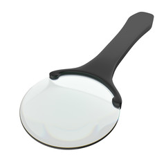 Magnifying glass isolated on a white background, 3D rendering