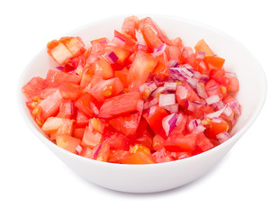 Tomato with onions isolated