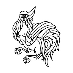 Flat linear harpy illustration