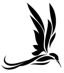 Silhouette of bird, hummingbird illustration © kopecky76