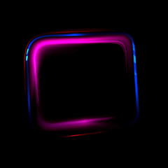 Square rectangle with glow frame. Glowing frame. Lighting banner. Illuminated square shape. Space for message
