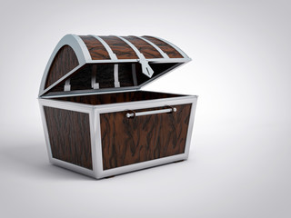 3D Isolated Treasure Chest. Gold Pirate Abundance Concept.