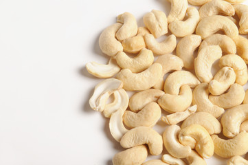 Cashew nuts on white