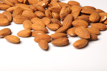 almond nuts on white background