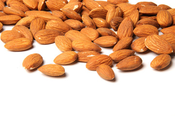 almond nuts on white background