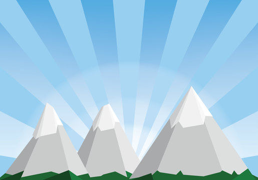 mountain landscape cartoon illustration, low poly background