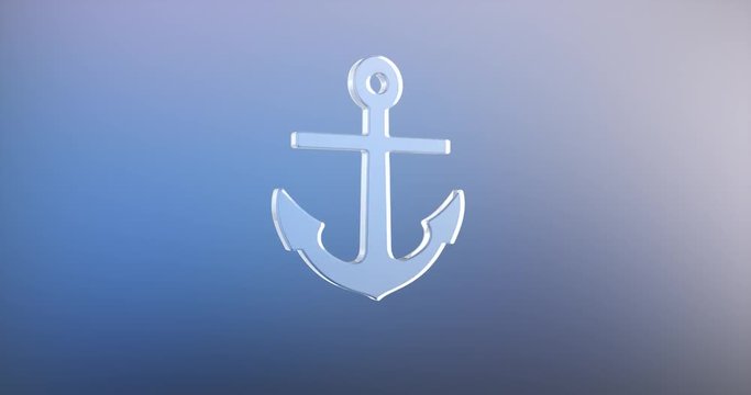 Animated Sea Anchor Glass 3d Icon Loop Modules for edit with alpha matte
