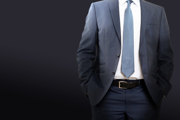 business and office concept - buisnessman in  a blue/navy suit