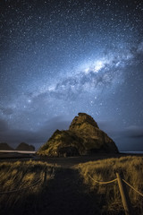 Milky way over Piha beach Auckland New Zealand