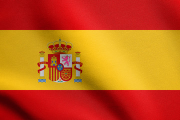 Fototapeta premium Flag of Spain waving with fabric texture