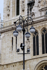 Fototapeta na wymiar Lamp pole in front of the church