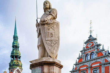 Statue of Roland in old town of Riga