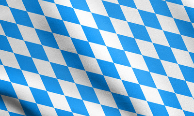 Flag of Bavaria waving with fabric texture
