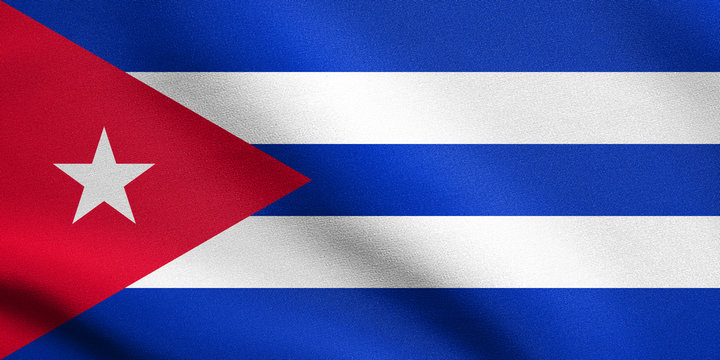 Flag of Cuba waving with fabric texture