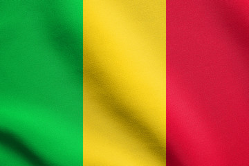 Fototapeta premium Flag of Mali waving with fabric texture