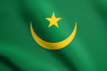 Flag of Mauritania waving with fabric texture