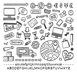 E-commerce sketch icons .