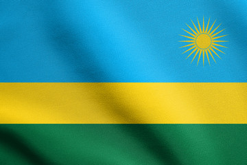 Flag of Rwanda waving with fabric texture