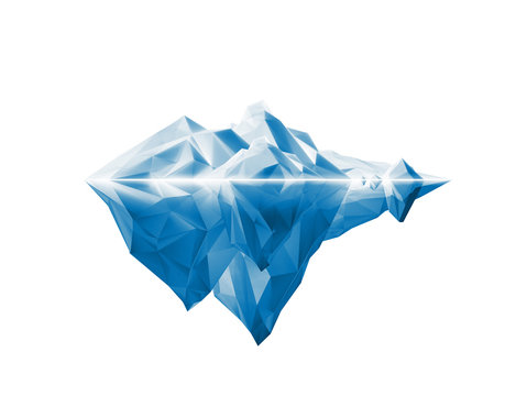 Beautiful Polygonal Iceberg On White Background