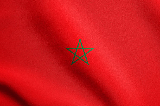 Flag of Morocco waving with fabric texture